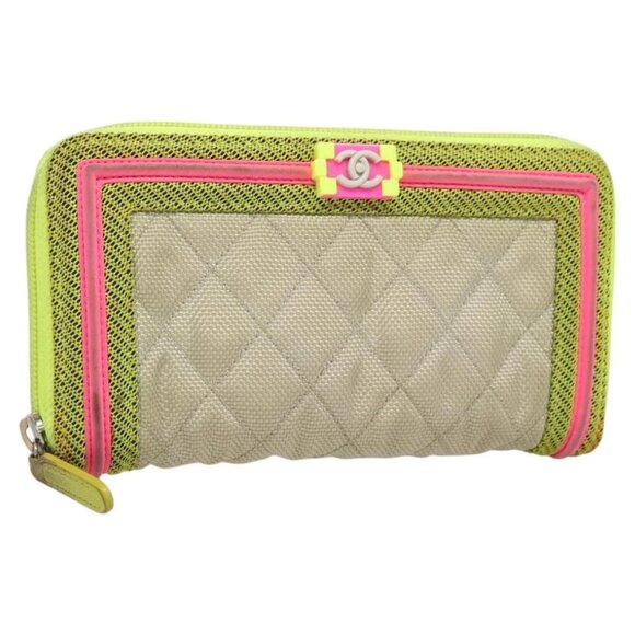CHANEL Long Wallet Nylon Yellow CC Auth - Picture 1 of 14